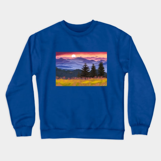 Mountainscape Digital Painting Crewneck Sweatshirt by tooner96